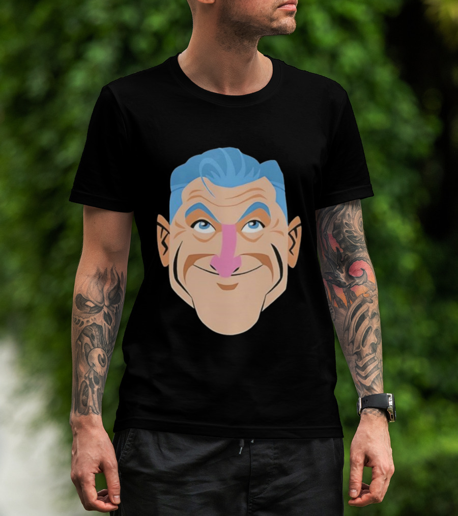 Craig Ferguson Big Head Cartoon Blue Hair Fun Illustration T-Shirt