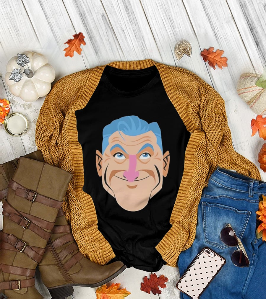 Craig Ferguson Big Head Cartoon Blue Hair Fun Illustration T-Shirt