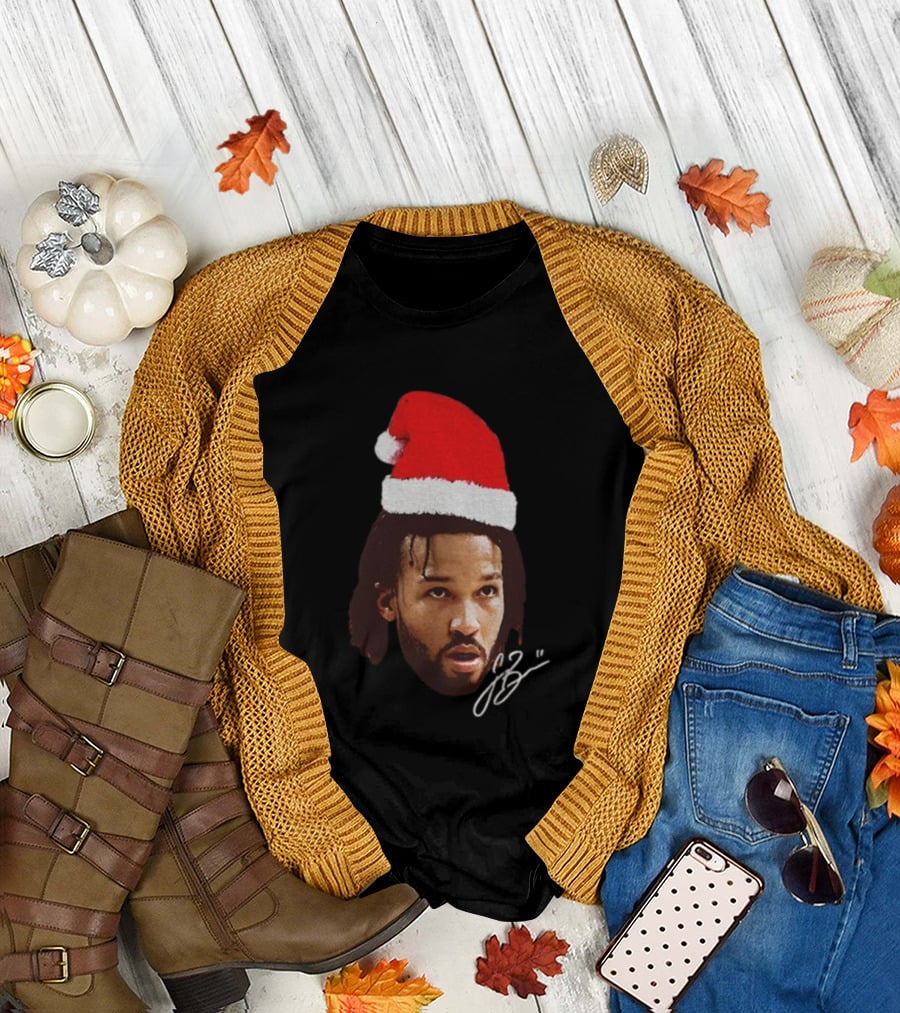 Jalen Brunson Santa Hat Ugly Christmas Signature JB2 T-Shirt