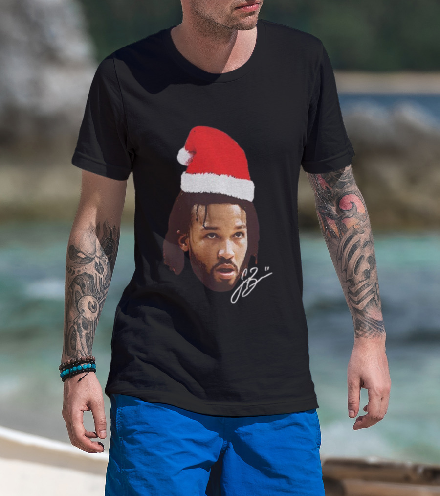 Jalen Brunson Santa Hat Ugly Christmas Signature JB2 T-Shirt