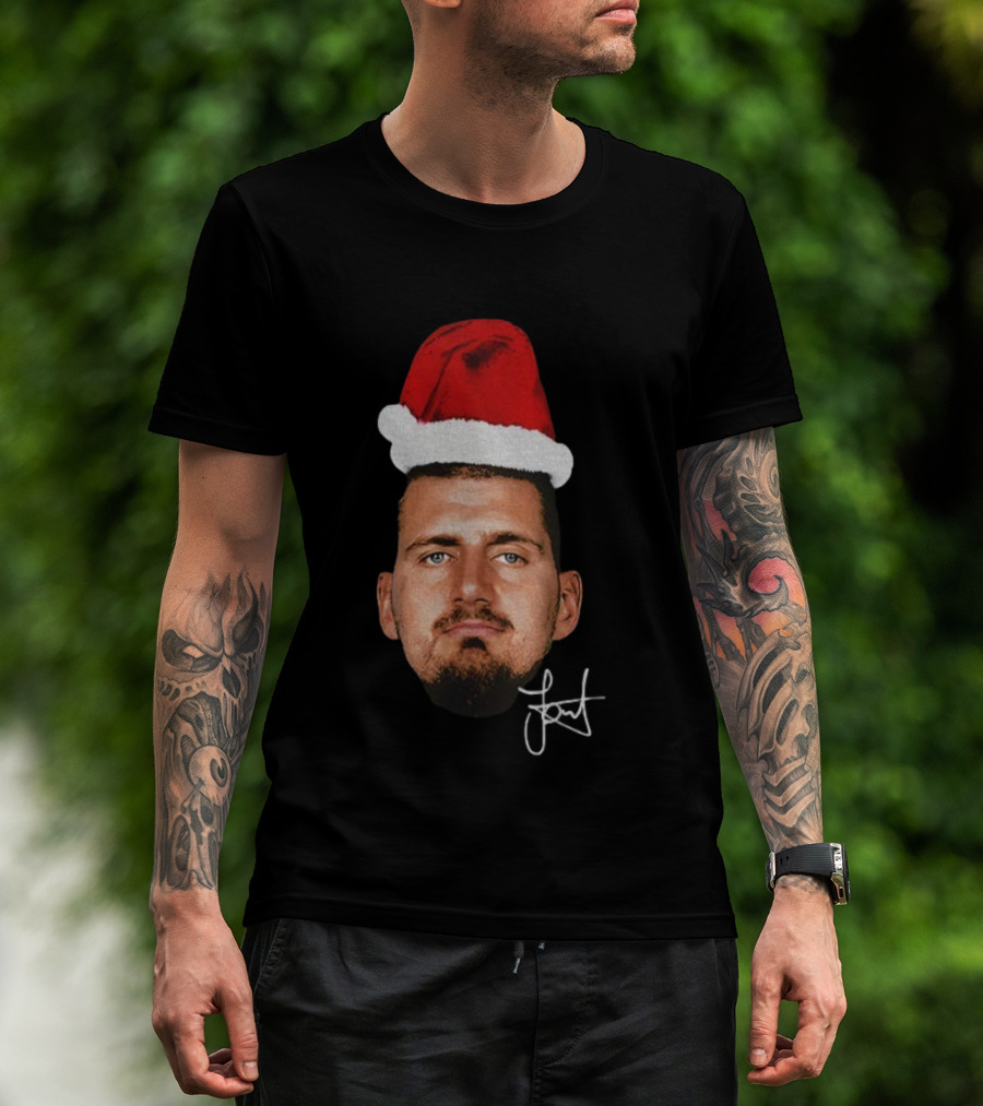Nikola Jokic Santa Hat Christmas Denver Nuggets T-Shirt