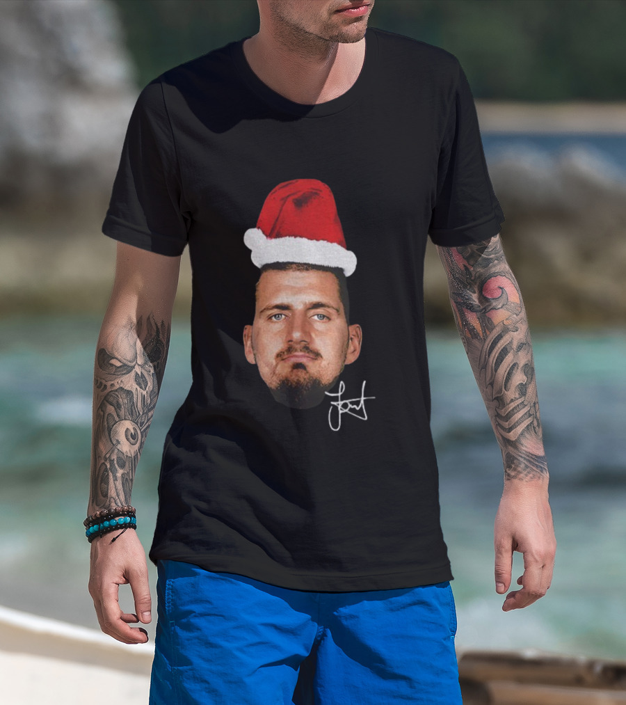 Nikola Jokic Santa Hat Christmas Denver Nuggets T-Shirt