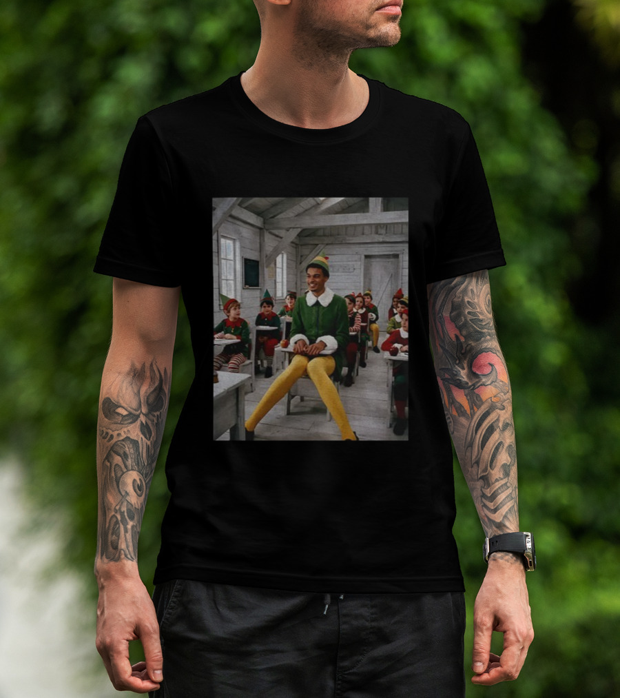Victor Wembanyama As Elf With Spurs Christmas Theme In Classroom T-Shirt