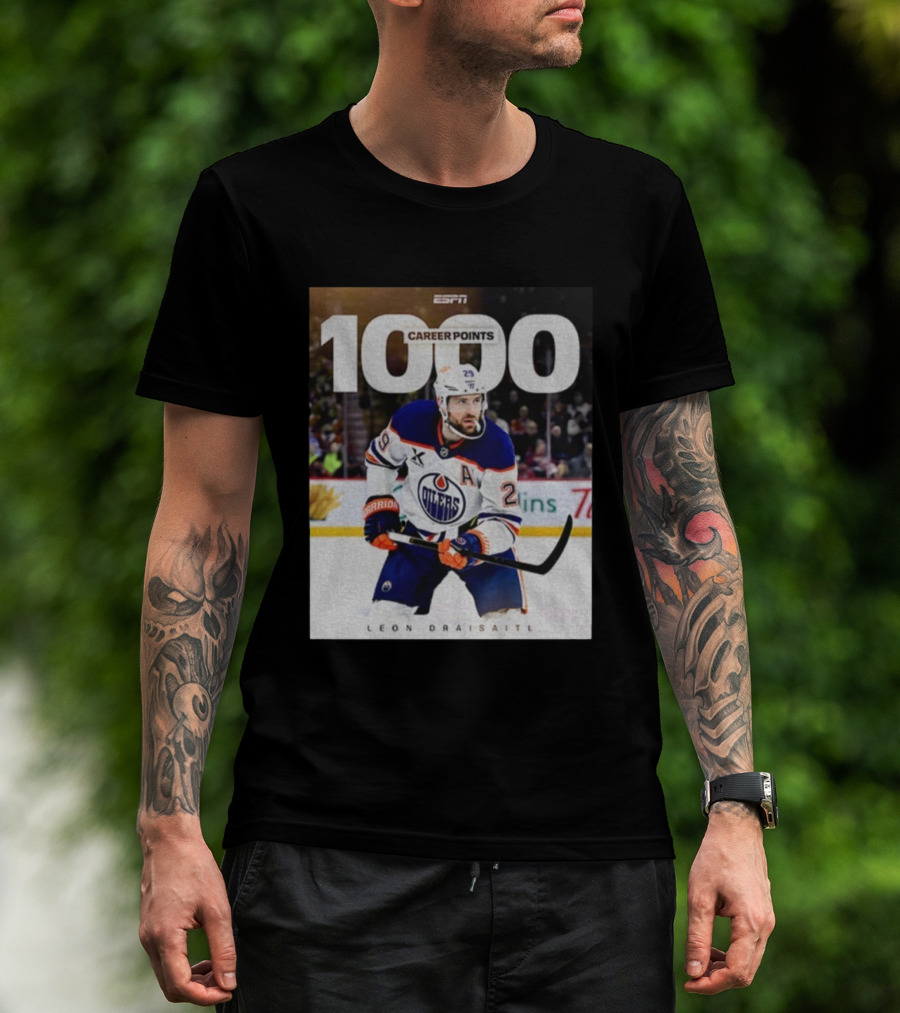 ESPN Leon Draisaitl Career Points 1000 Milestone Edmonton Oilers T-Shirt