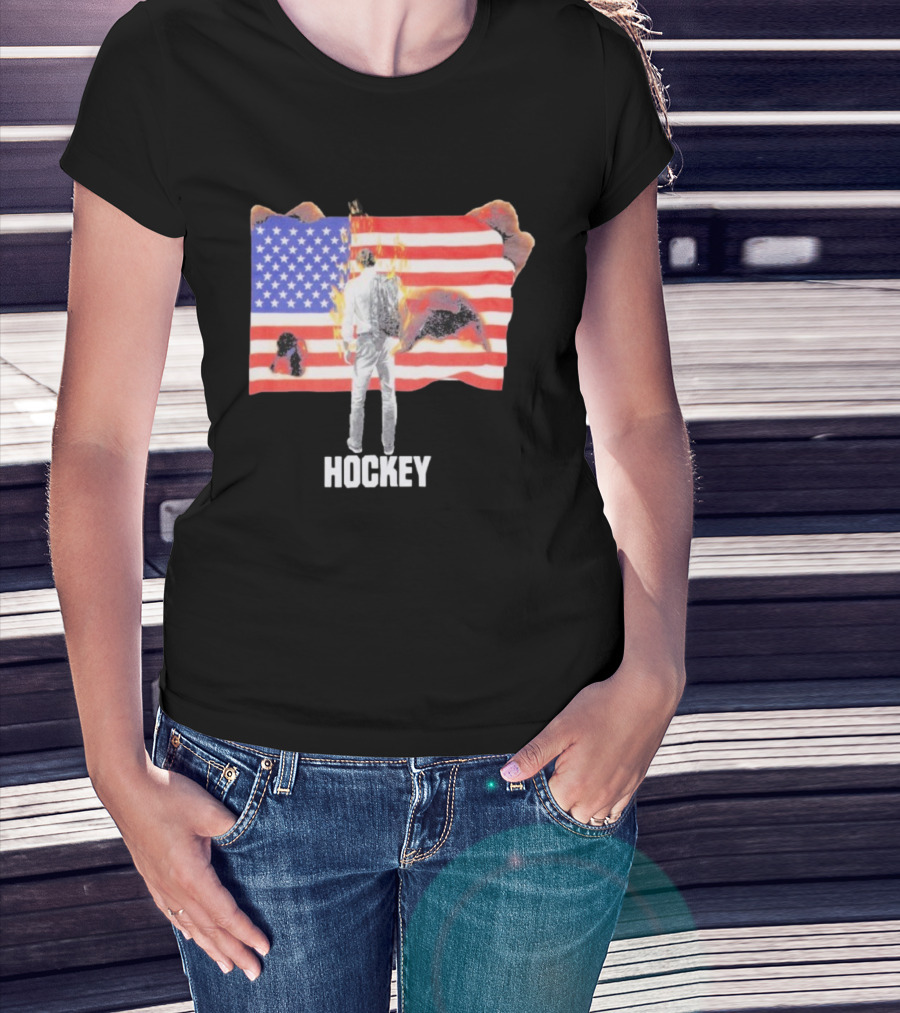 510 Skateboarding Hockey American Flag Burning Man Nobody T-Shirt