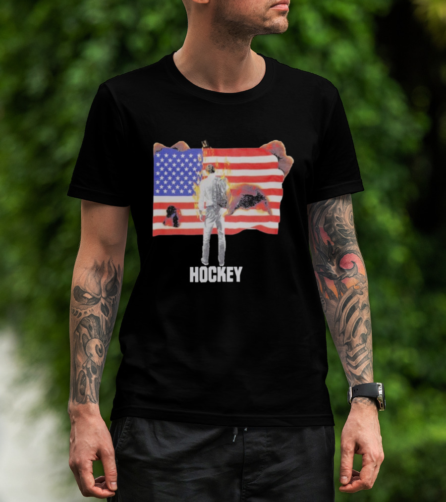 510 Skateboarding Hockey American Flag Burning Man Nobody T-Shirt