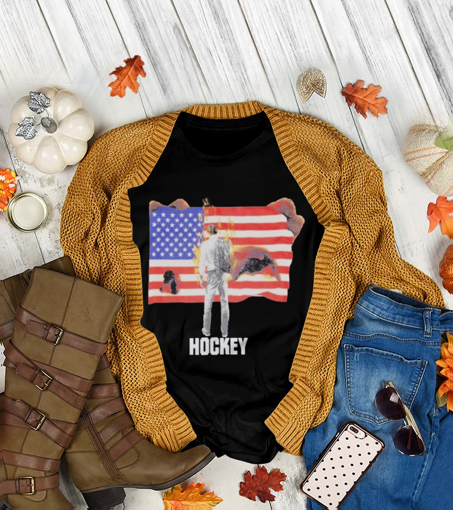 510 Skateboarding Hockey American Flag Burning Man Nobody T-Shirt