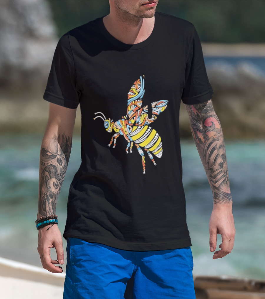 Bumpin Uglies Psychedelic Bee Vibrant Colorful Design T-Shirt