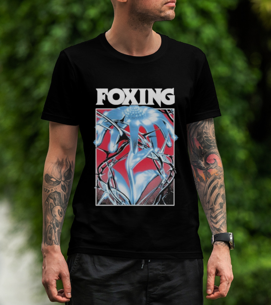 Foxing Chrome Bloom Metallic Floral Art T-Shirt