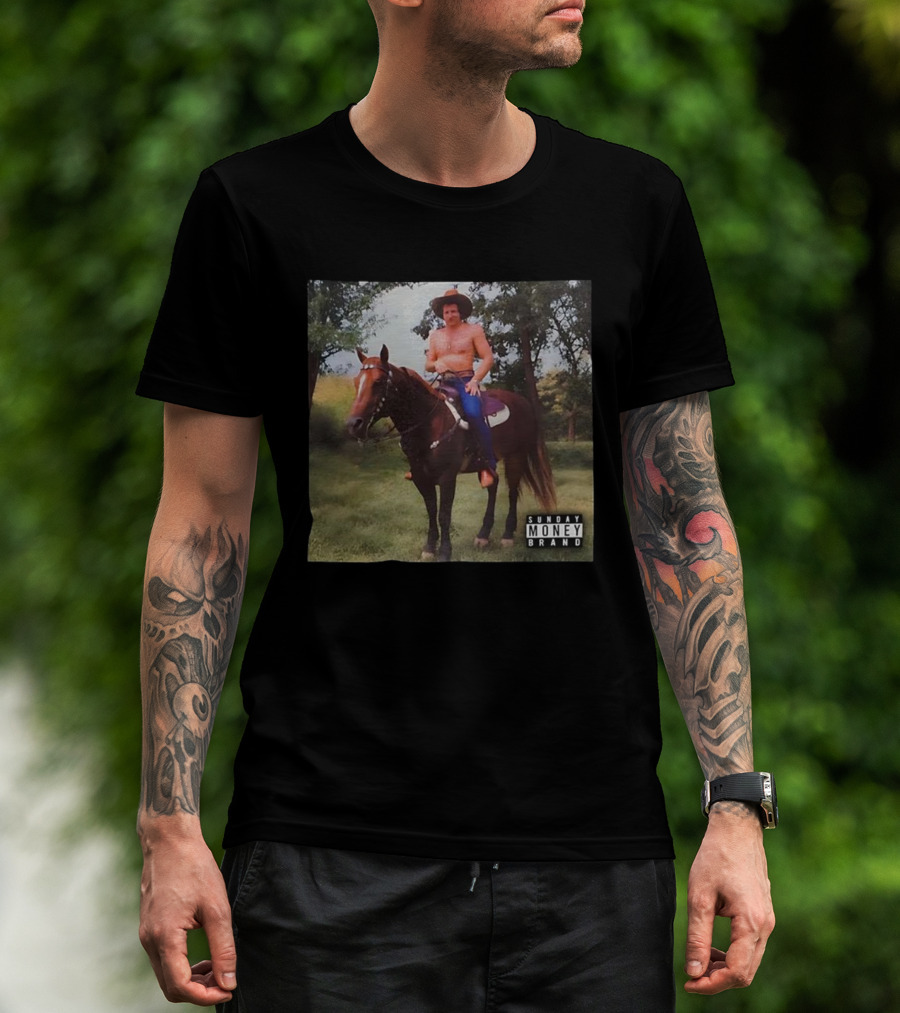 Dale Earnhardt Cowboy On Horseback Sunday Money Brand Retro T-Shirt