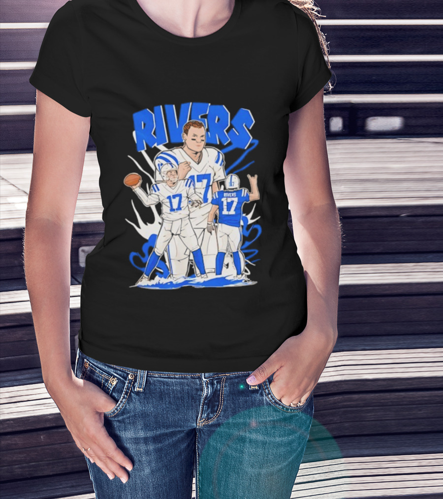 Philip Rivers 17 Indianapolis Colts Cartoon Football Player Art T-Shirt