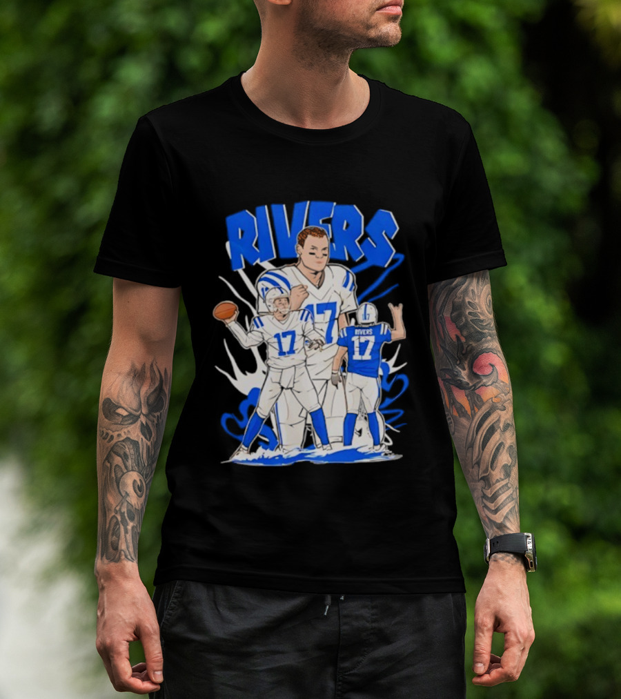 Philip Rivers 17 Indianapolis Colts Cartoon Football Player Art T-Shirt