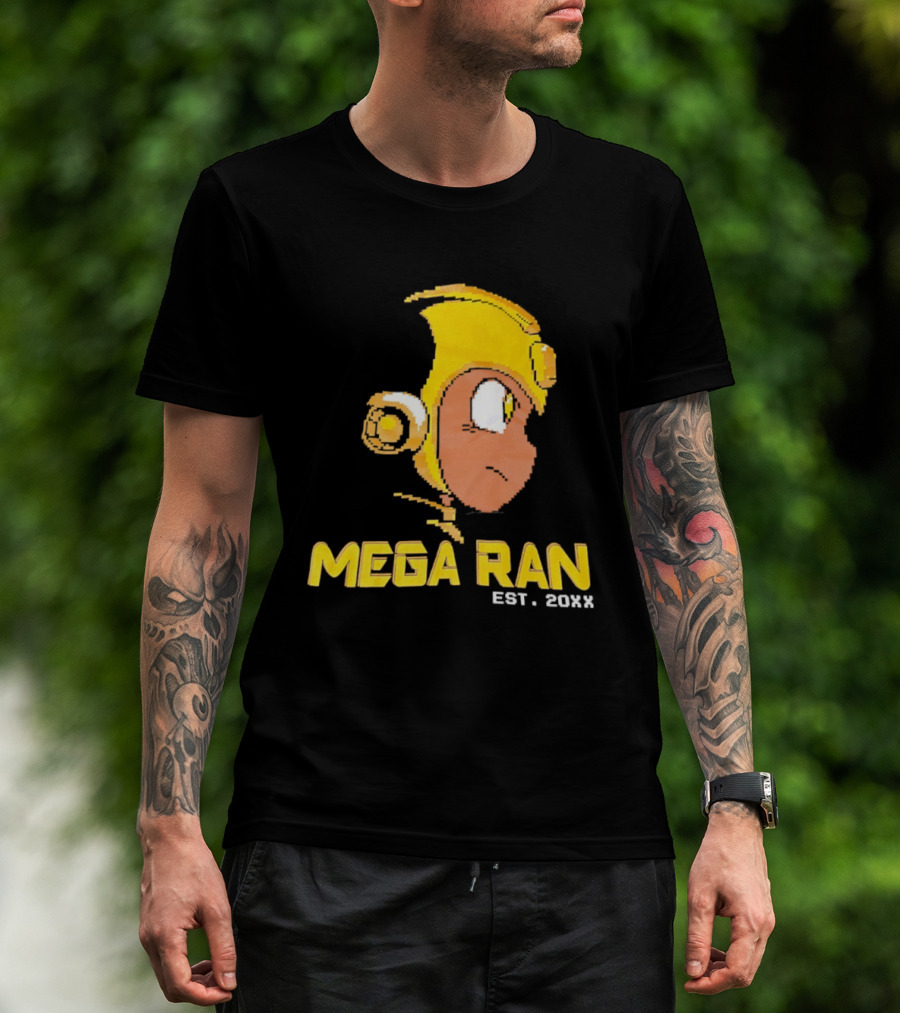 Mega Ran EST. 20XX Cartoon Character Yellow Helmet T-Shirt