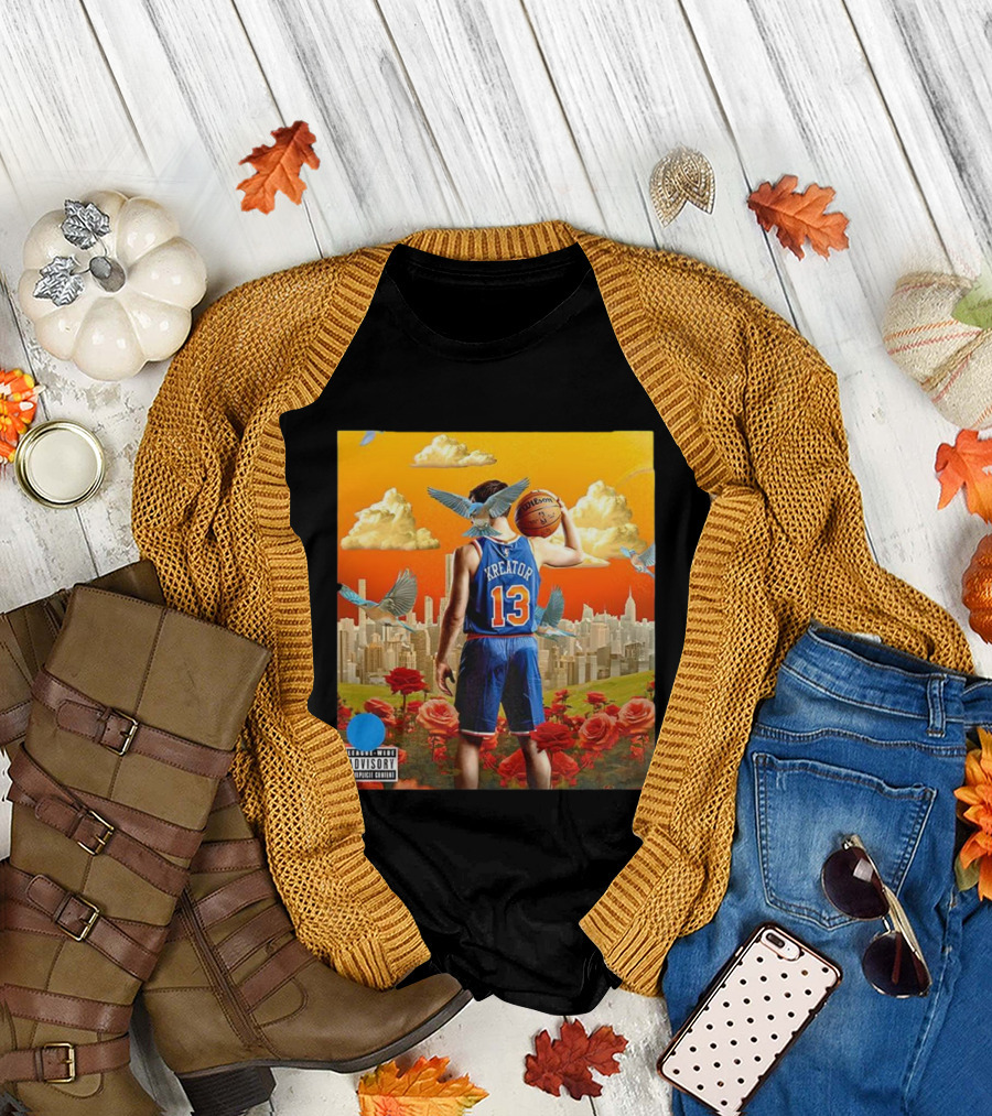 Kreator 13 New York Knicks Basketball City Skyline and Roses T-Shirt