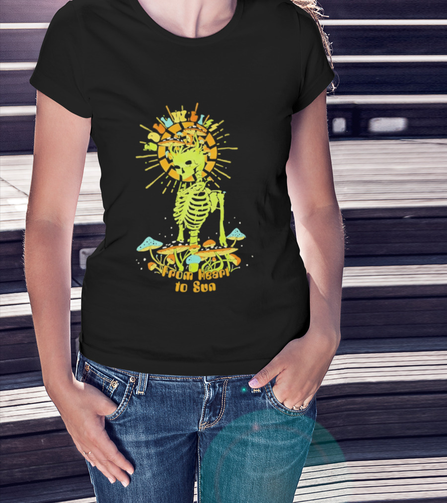 Skeleton Edelweiss From Heart To Sun Mushrooms Sunburst T-Shirt