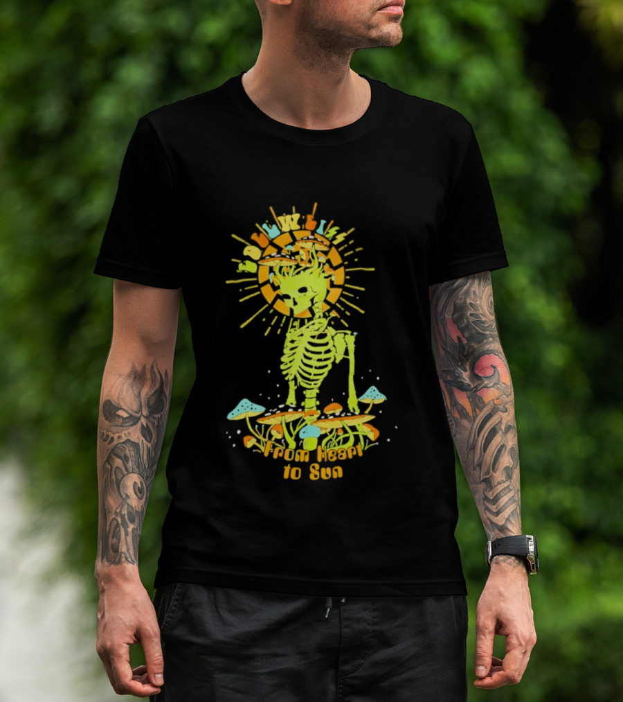 Skeleton Edelweiss From Heart To Sun Mushrooms Sunburst T-Shirt