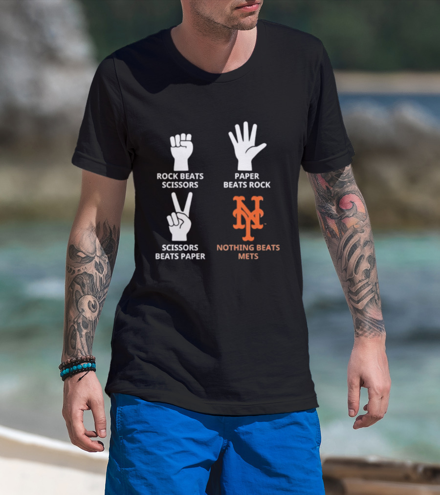 Rock Paper Scissors Beats Nothing Beats Mets T-Shirt