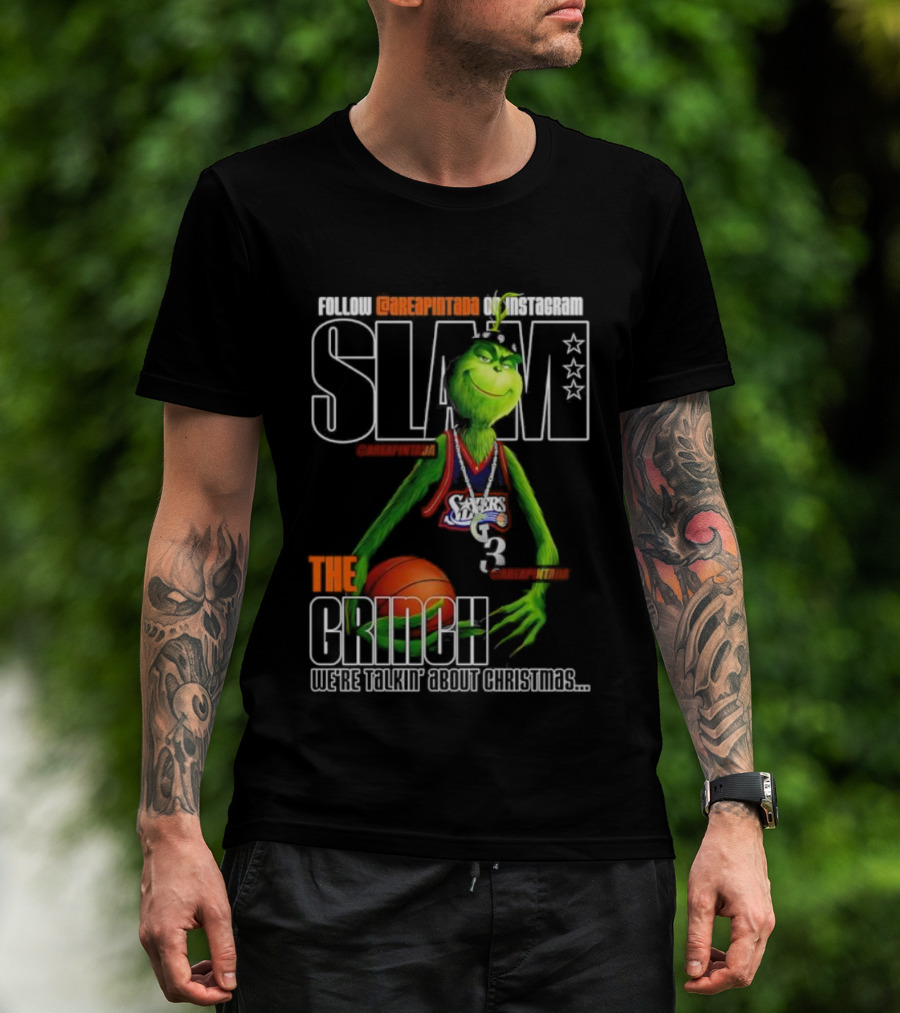 Philadelphia 76ers Basketball Slam The Grinch Christmas Celebration T-Shirt