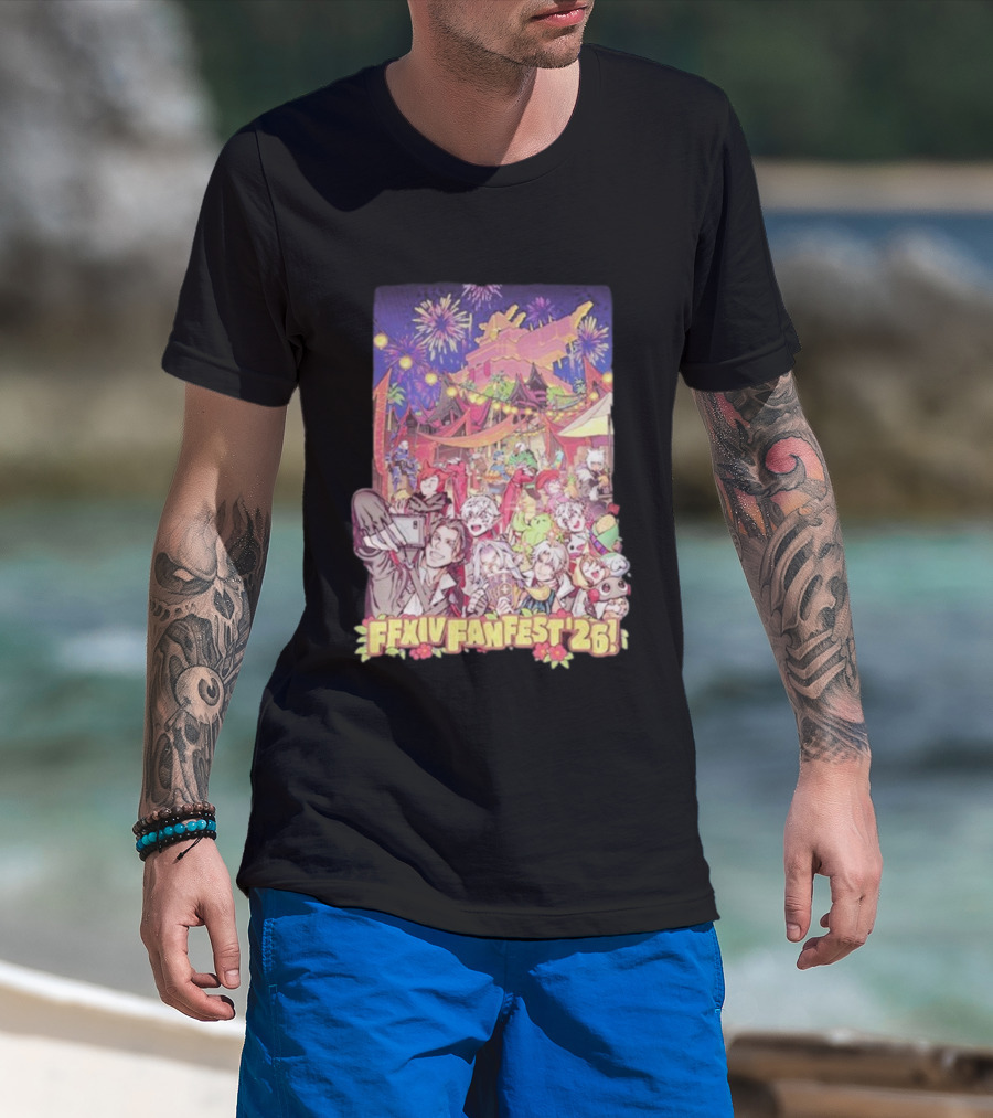 FFXIV Fan Fest 2026 Fireworks And Celebration Scene T-Shirt