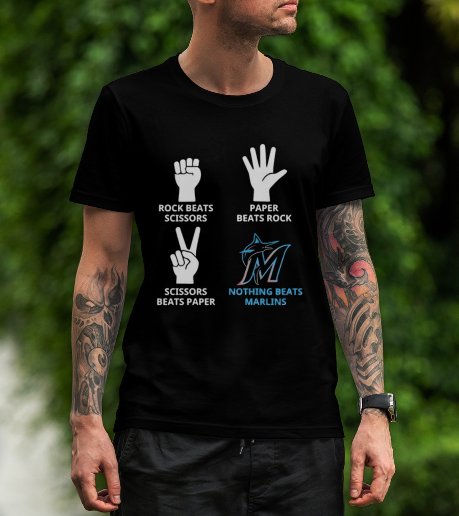 Rock Paper Scissors Marlins Nothing Beats Miami T-Shirt