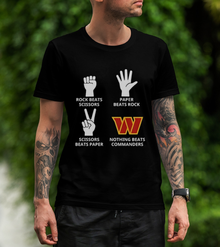 Washington Commanders Rock Paper Scissors Nothing Beats Commanders T-Shirt