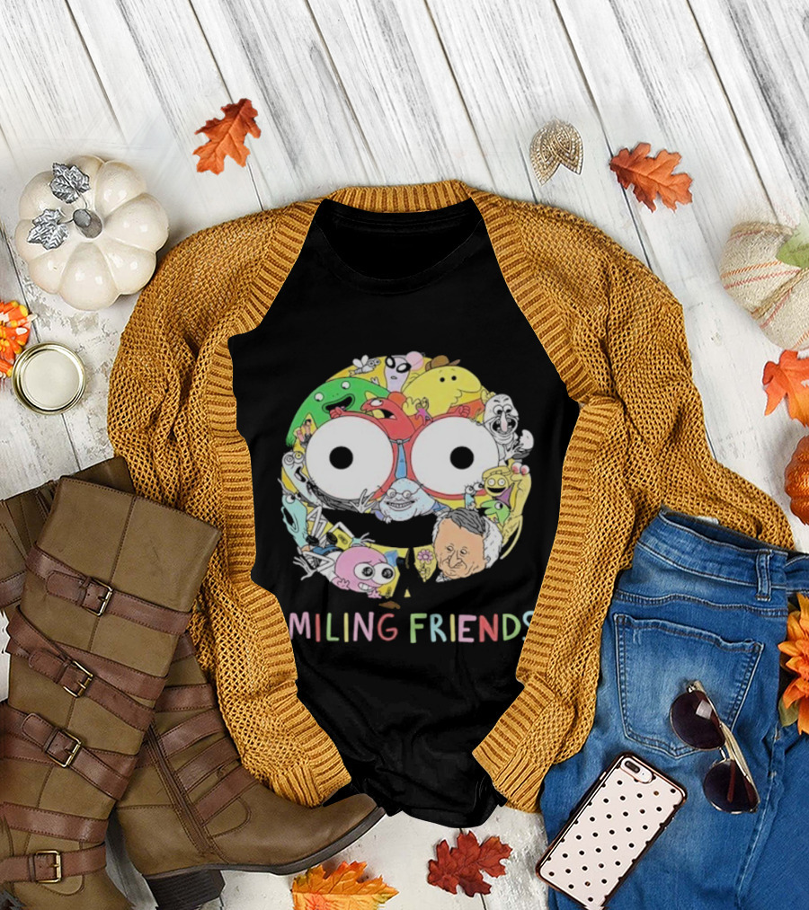 Smiling Friends Colorful Character Collage Faces T-Shirt