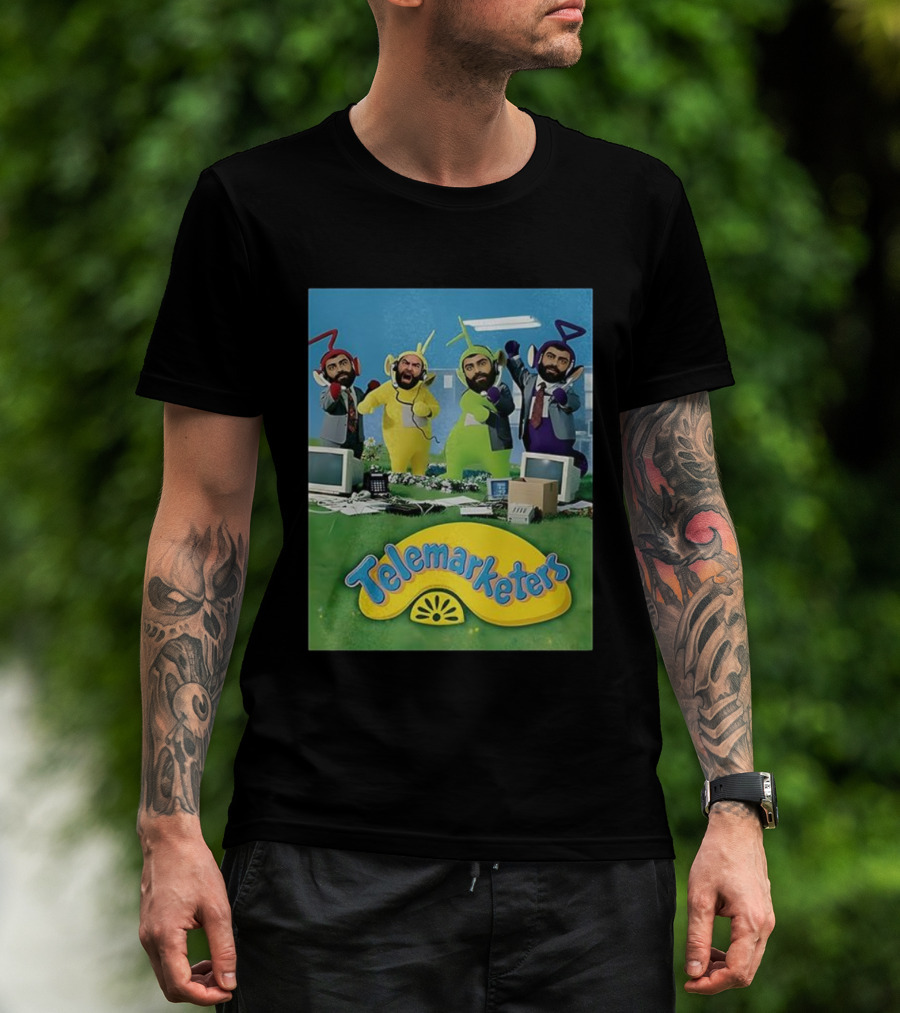 Telemarketers Teletubbies Funny Crossover Mashup T-Shirt