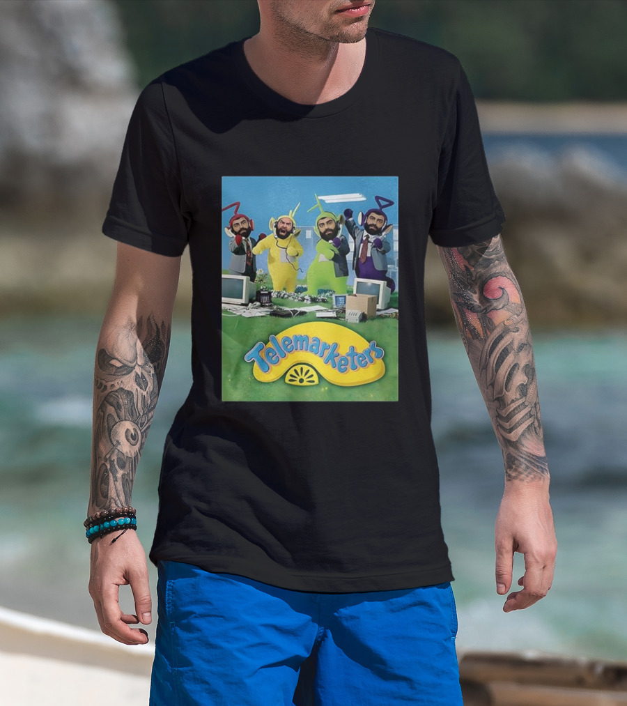 Telemarketers Teletubbies Funny Crossover Mashup T-Shirt