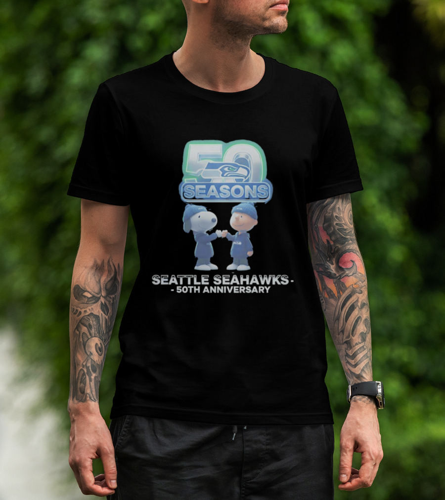 Snoopy Charlie Brown Seattle Seahawks 50 Seasons 50th Anniversary 1976 2026 T-Shirt