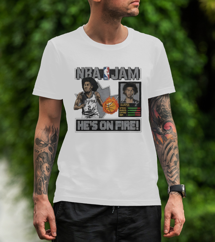 NBA Jam Harper San Antonio Spurs He's On Fire Basketball T-Shirt