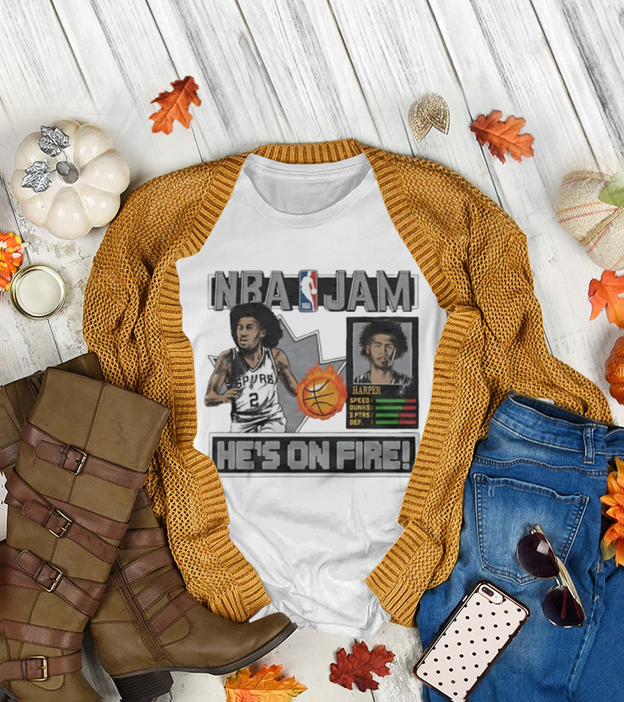 NBA Jam Harper San Antonio Spurs He's On Fire Basketball T-Shirt