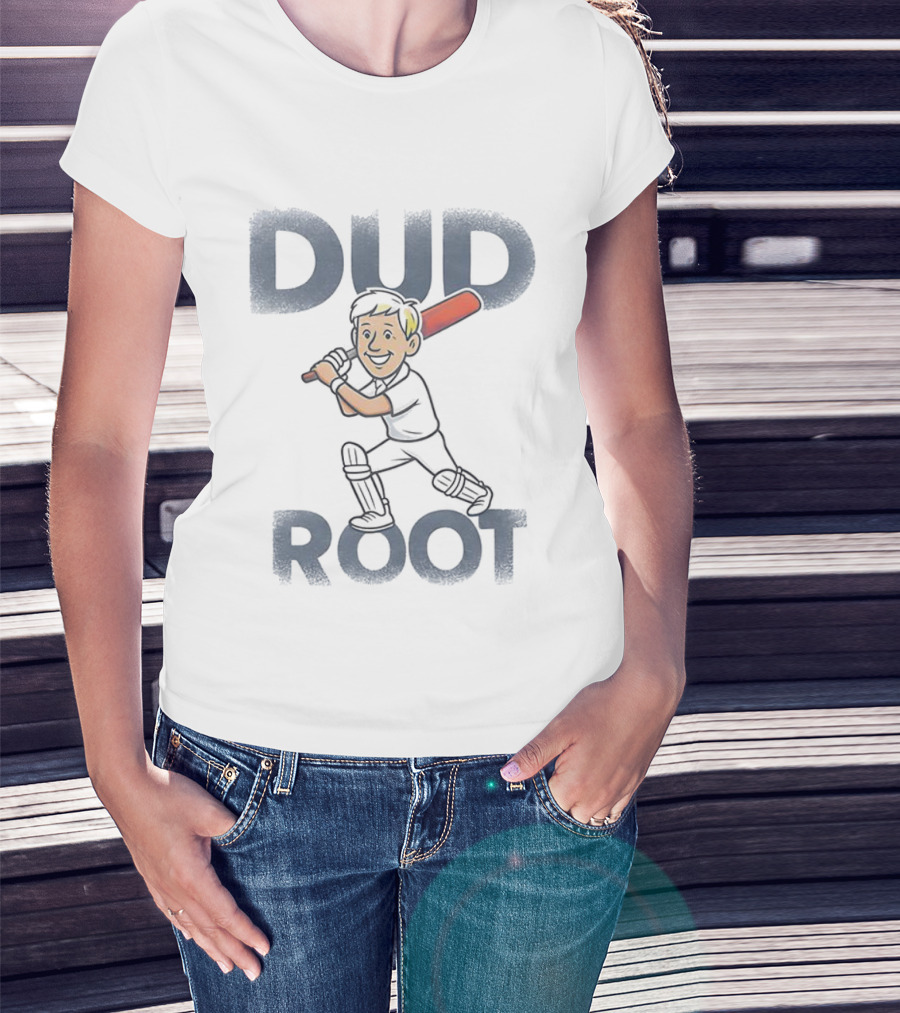 Dud Root Cricket Batting Cartoon Character T-Shirt