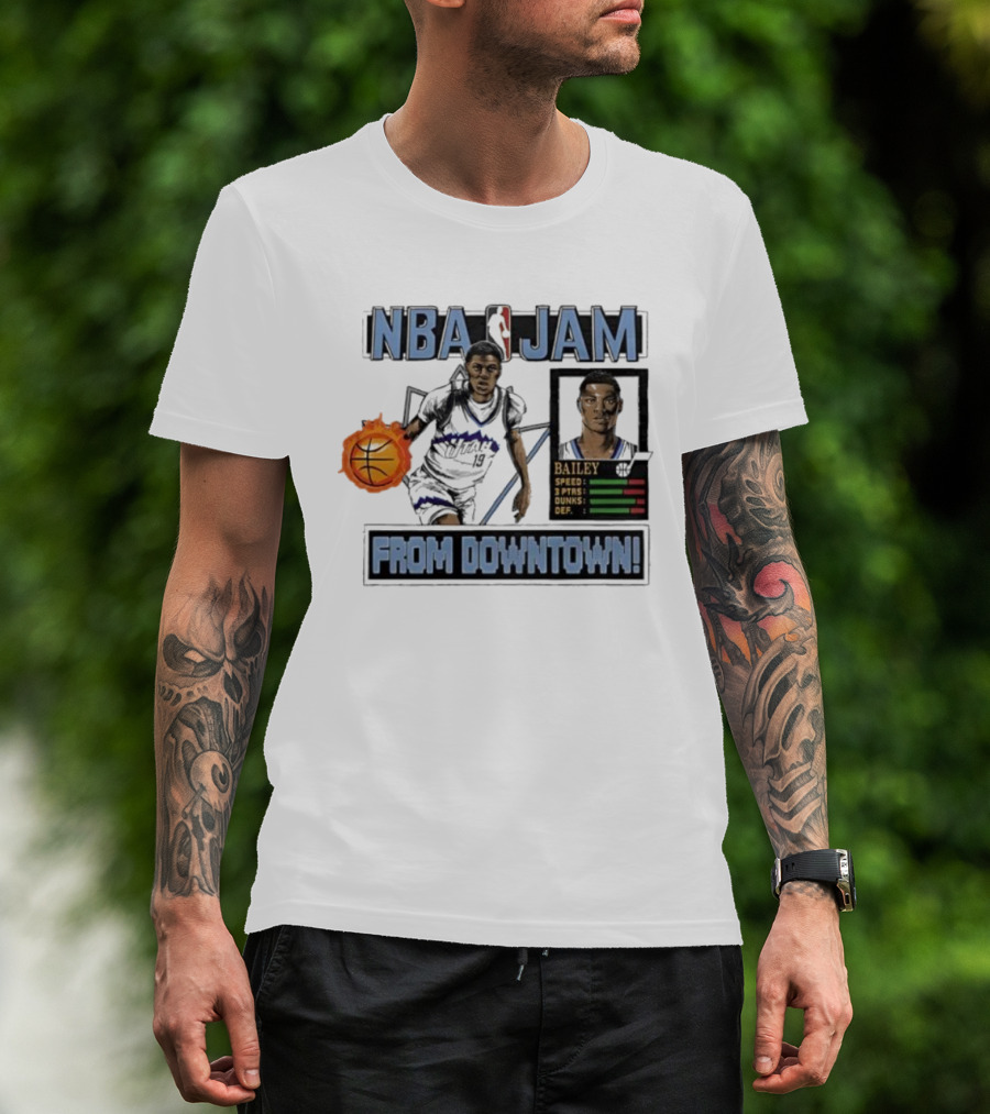 NBA Jam Utah Jazz Bailey From Downtown Retro Gaming Style T-Shirt