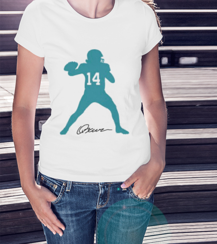 Quinn Ewers Number 14 Football Player Silhouette T-Shirt