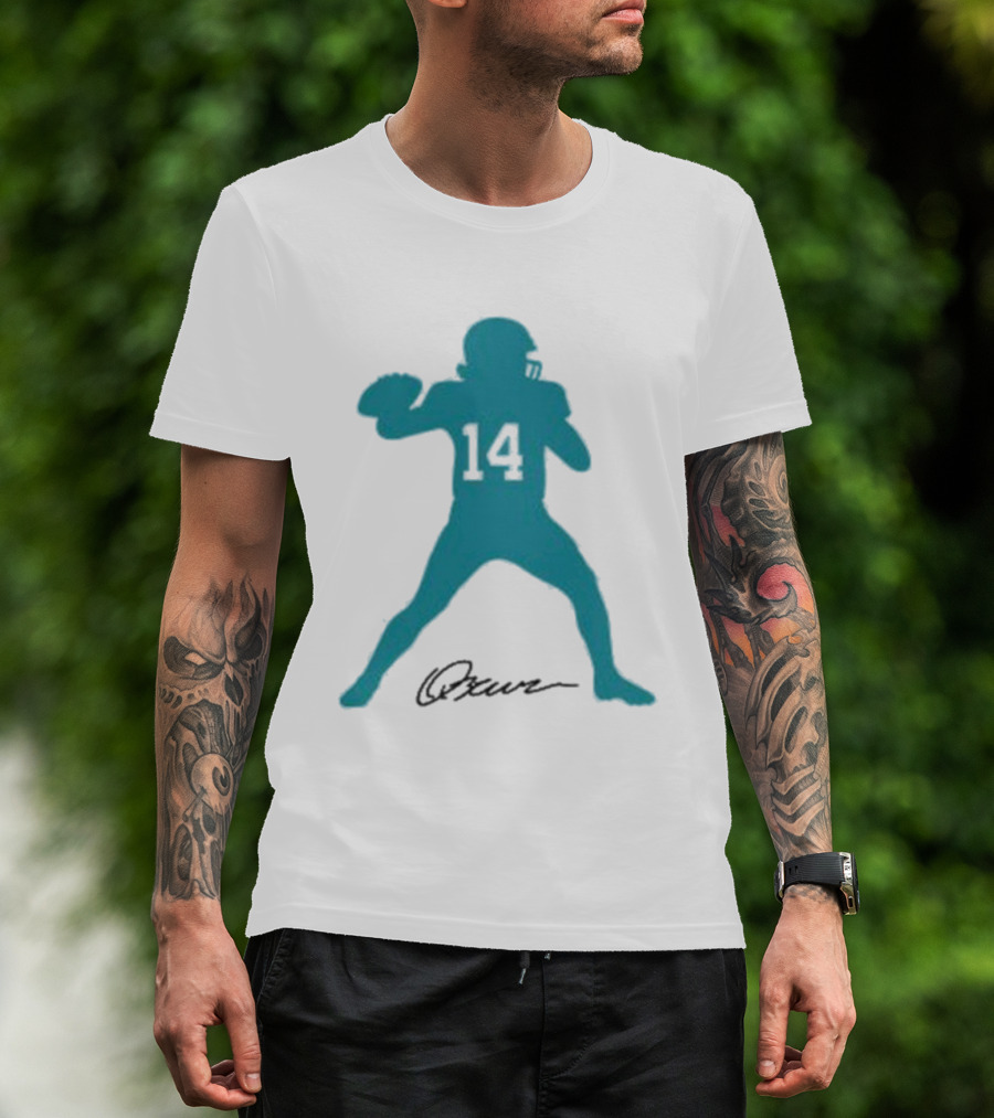 Quinn Ewers Number 14 Football Player Silhouette T-Shirt