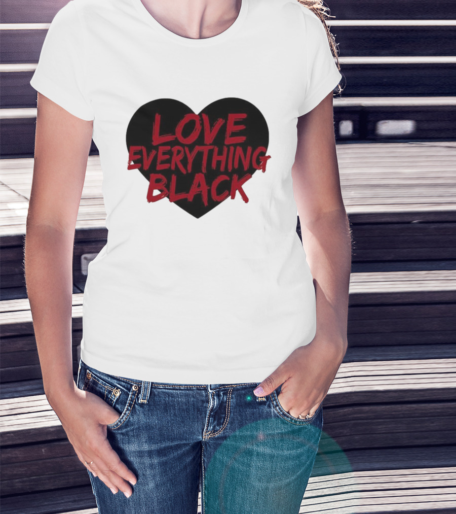 Love Everything Black Heart Bold Statement T-Shirt