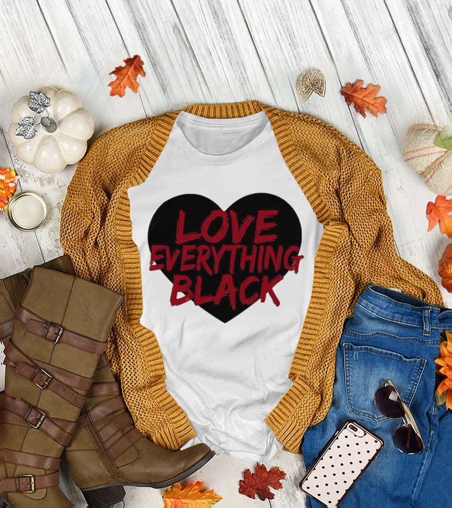 Love Everything Black Heart Bold Statement T-Shirt
