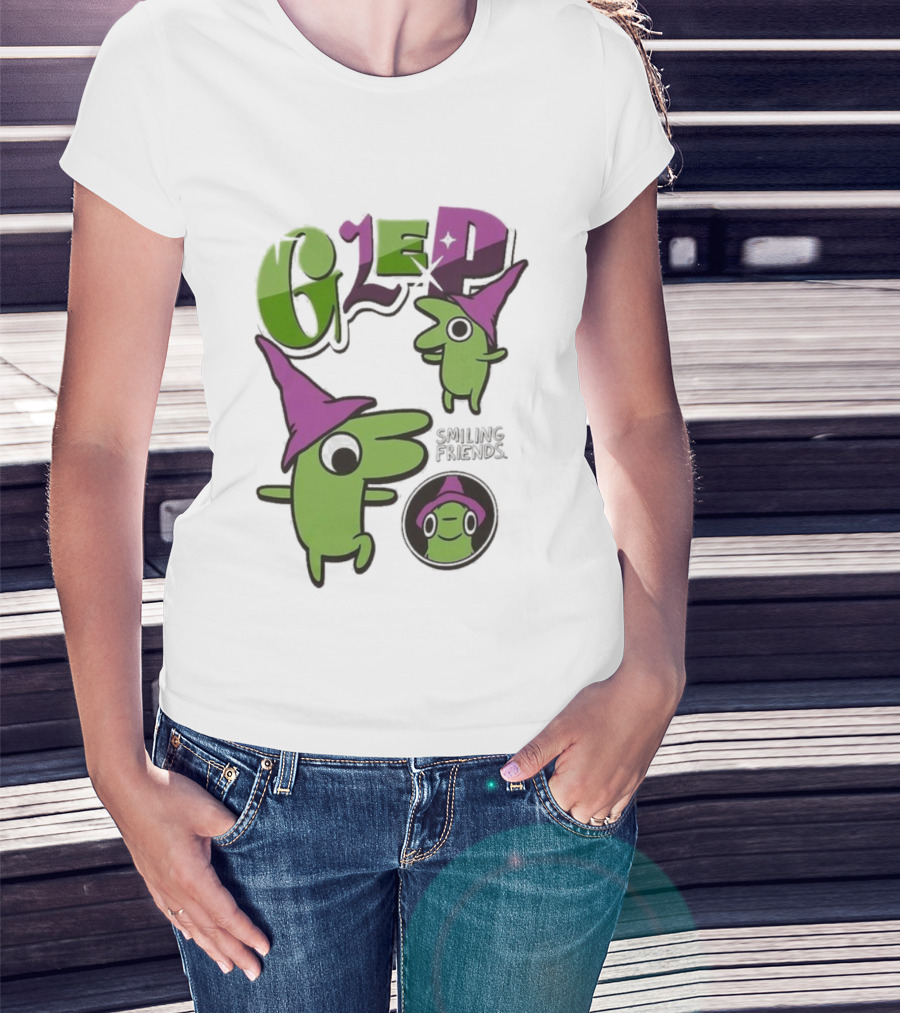 Smiling Friends Glep Green Character With Purple Hat T-Shirt