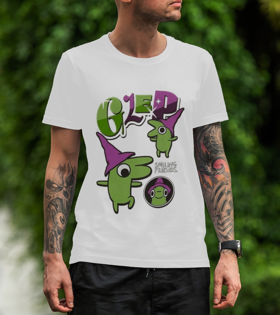 Smiling Friends Glep Green Character With Purple Hat T-Shirt