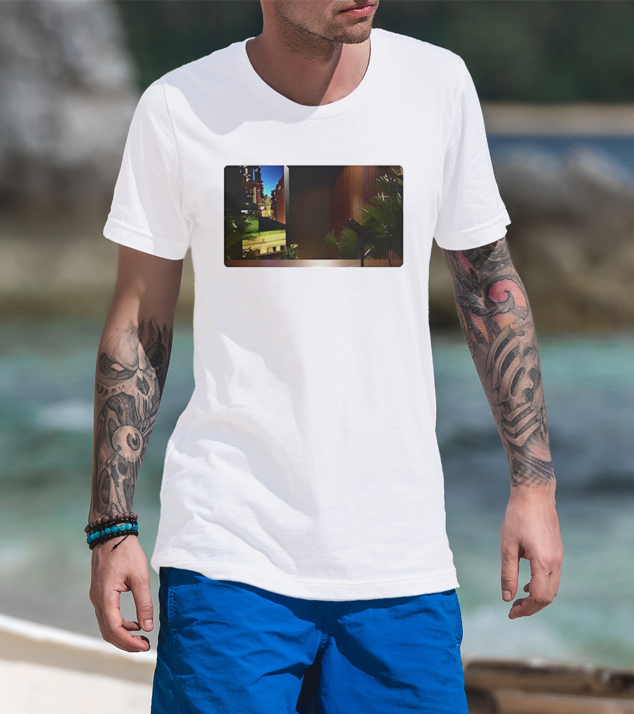 Nick Fuentes Empty Studio Microphone Cityscape Backdrop T-Shirt