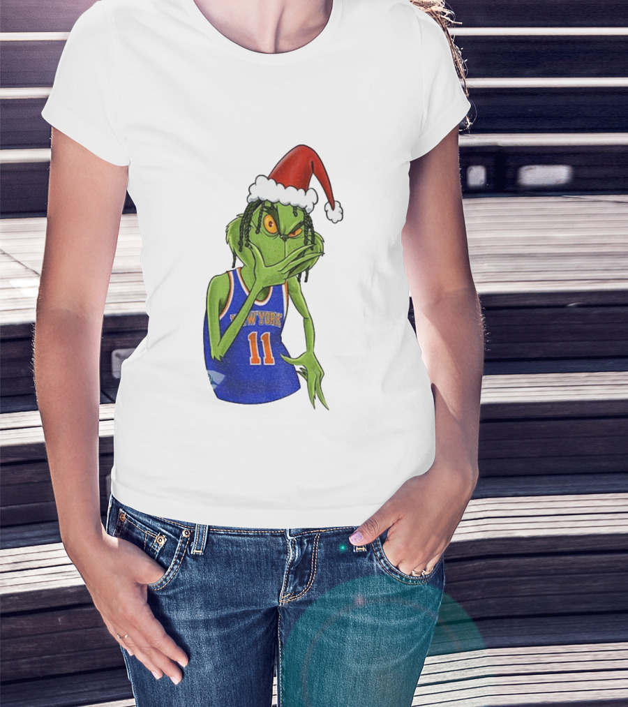 Grinch Santa Jalen Brunson New York Knicks NBA Basketball Christmas T-Shirt