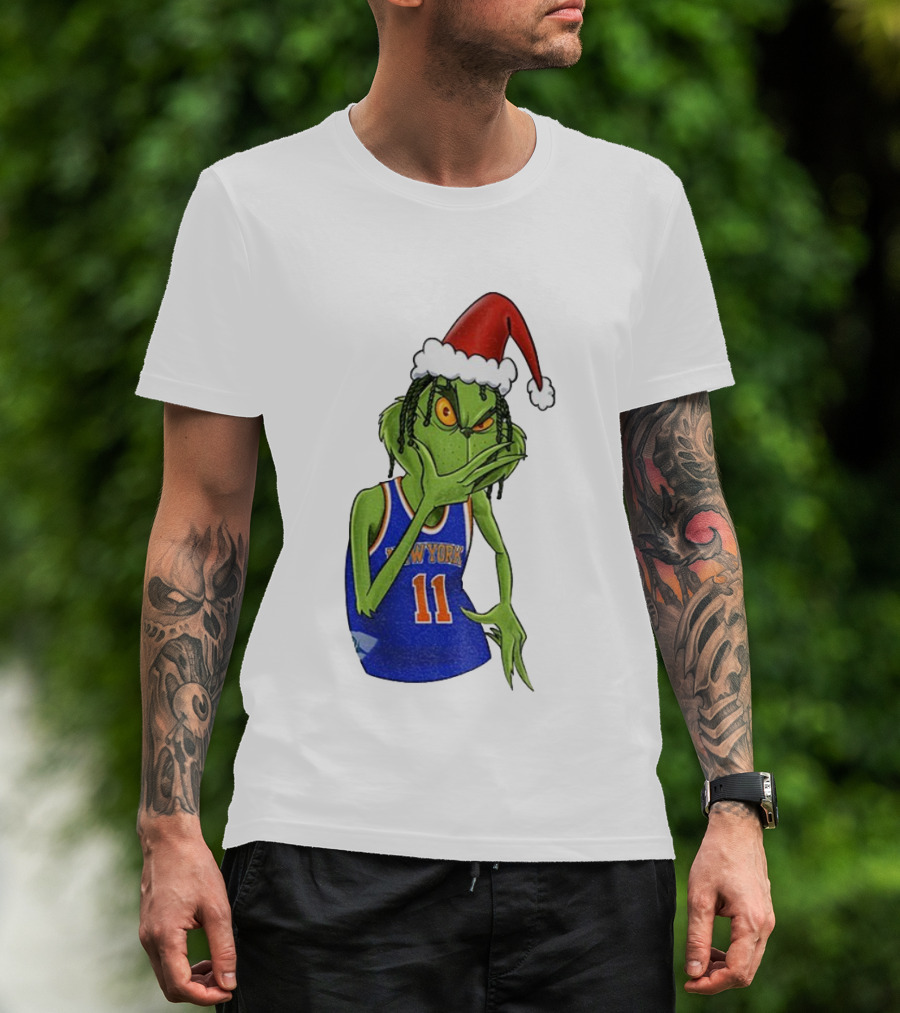 Grinch Santa Jalen Brunson New York Knicks NBA Basketball Christmas T-Shirt