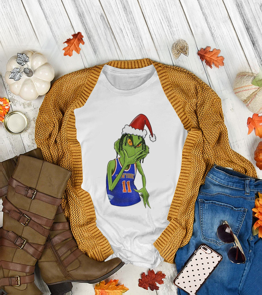 Grinch Santa Jalen Brunson New York Knicks NBA Basketball Christmas T-Shirt