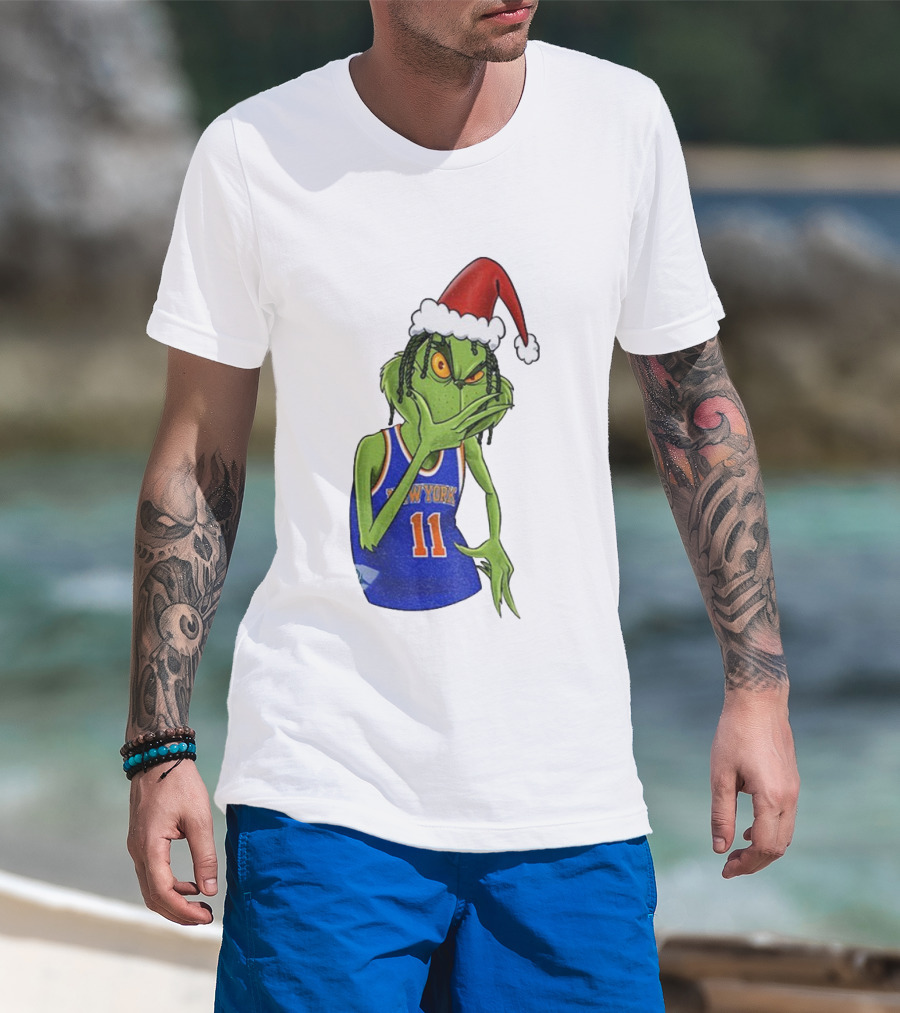 Grinch Santa Jalen Brunson New York Knicks NBA Basketball Christmas T-Shirt