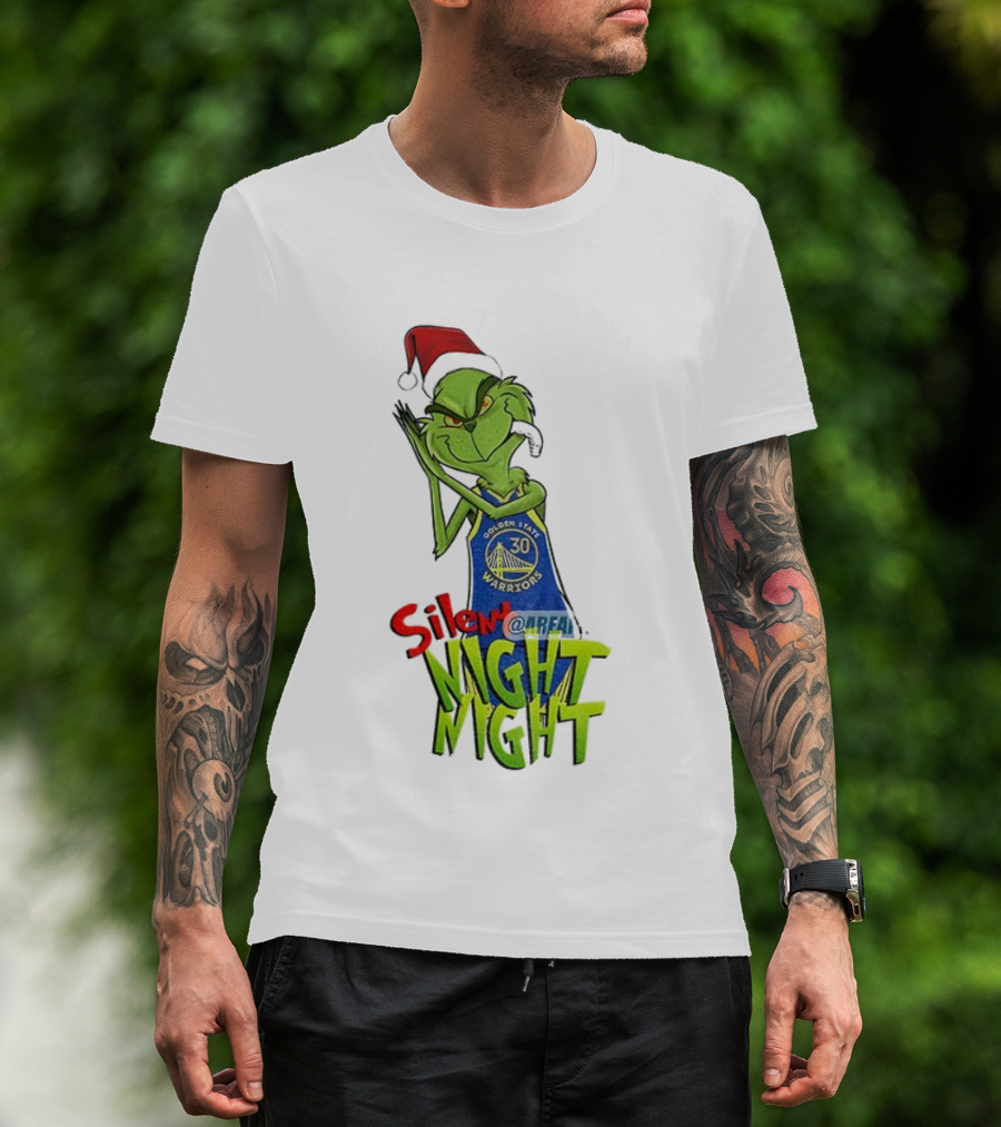 Silent Night Grinch Santa Stephen Curry Golden State Warriors NBA Christmas T-Shirt