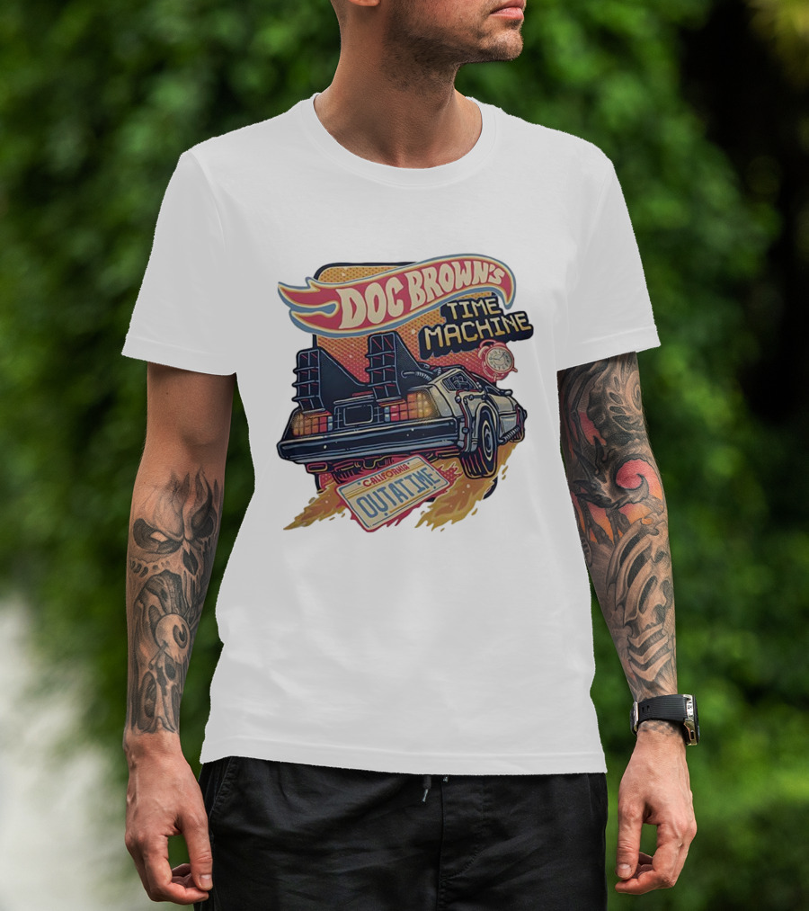 Doc Brown's Time Machine Outatime Back To The Future Retro Vintage Car T-Shirt