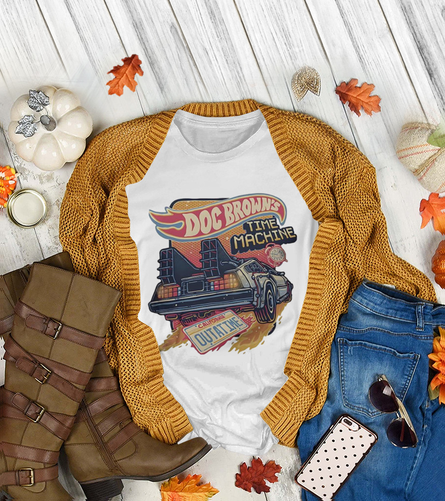 Doc Brown's Time Machine Outatime Back to the Future Retro Vintage Car T-Shirt