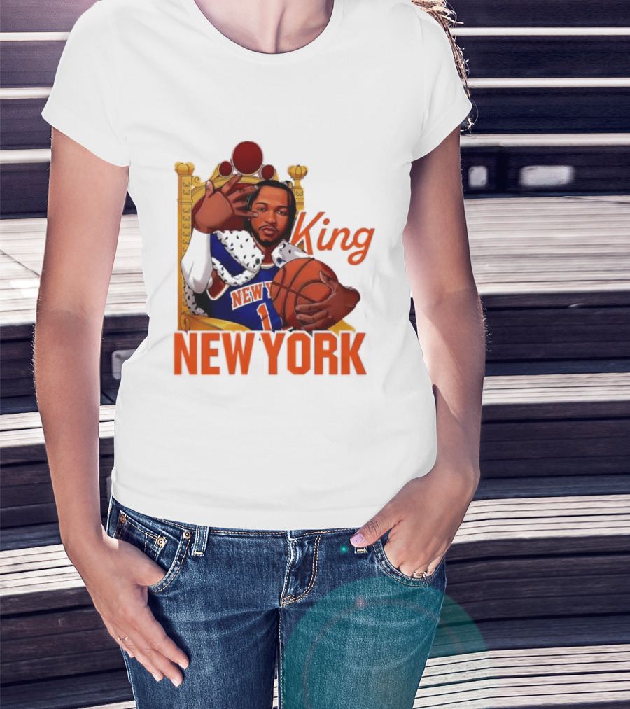 Jalen Brunson King New York Knicks Basketball Throne T-Shirt