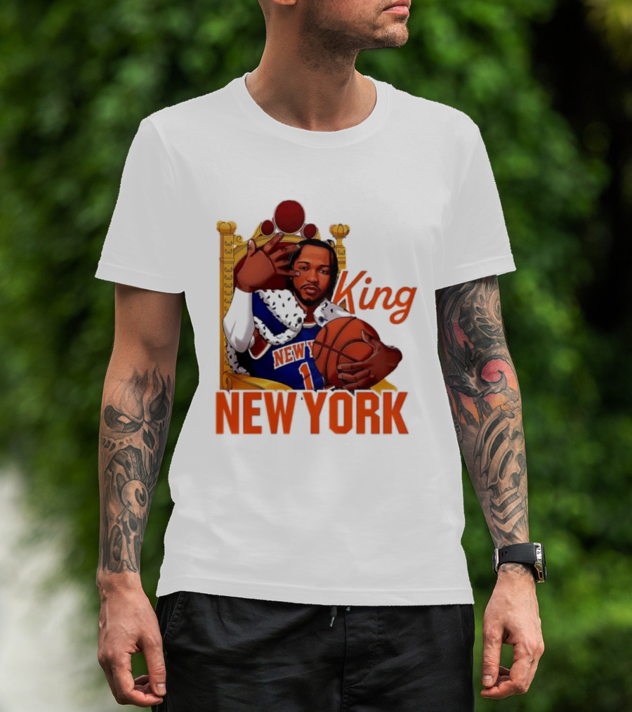 Jalen Brunson King New York Knicks Basketball Throne T-Shirt