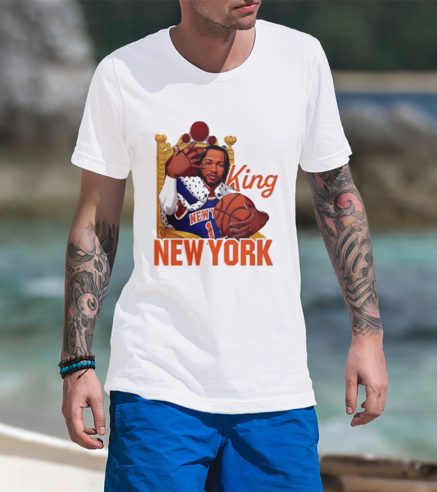 Jalen Brunson King New York Knicks Basketball Throne T-Shirt